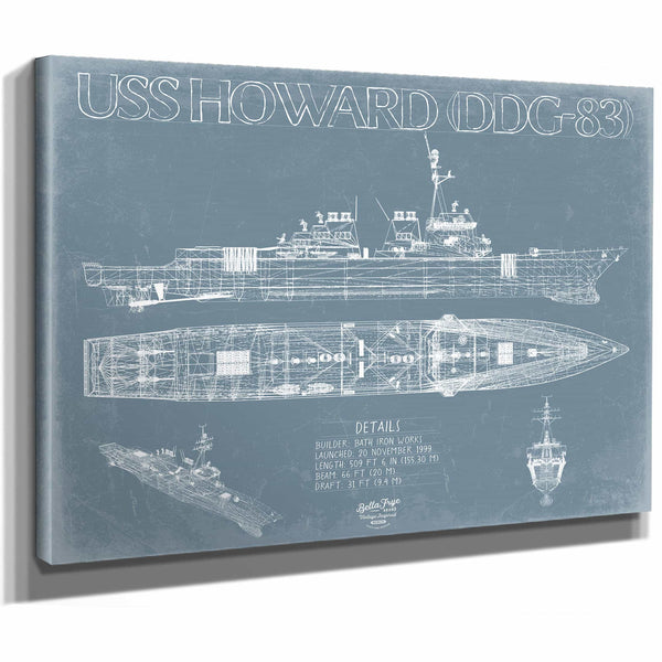 Bella Frye Home & Garden > Decor > Artwork USS Howard (DDG-83) Blueprint Wall Art - Original Guided-Missile Destroyer Print