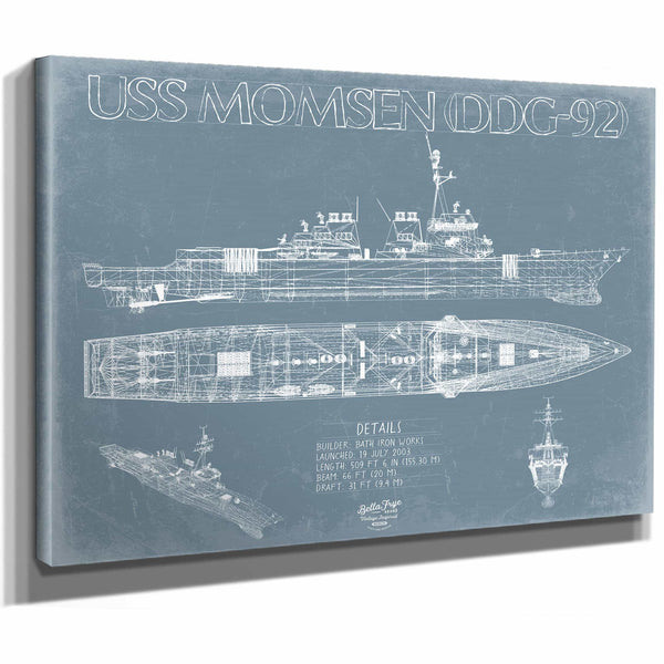 Bella Frye Home & Garden > Decor > Artwork USS Momsen (DDG-92) Blueprint Wall Art - Original Guided-Missile Destroyer Print