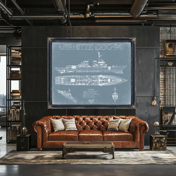 Bella Frye Home & Garden > Decor > Artwork USS Nitze (DDG-94) Blueprint Wall Art - Original Guided-Missile Destroyer Print