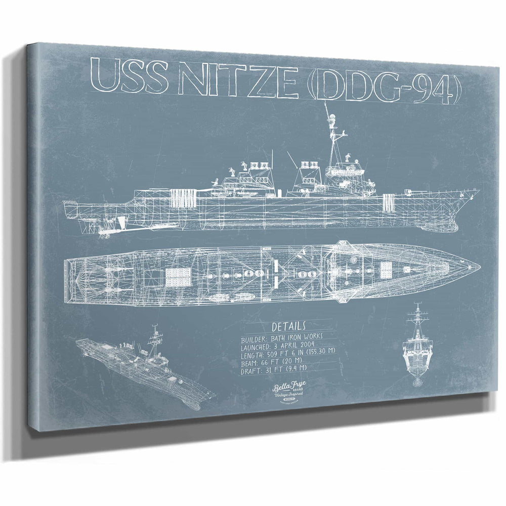Bella Frye Home & Garden > Decor > Artwork USS Nitze (DDG-94) Blueprint Wall Art - Original Guided-Missile Destroyer Print