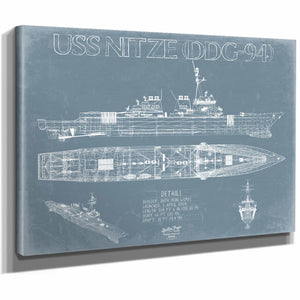 Bella Frye Home & Garden > Decor > Artwork USS Nitze (DDG-94) Blueprint Wall Art - Original Guided-Missile Destroyer Print