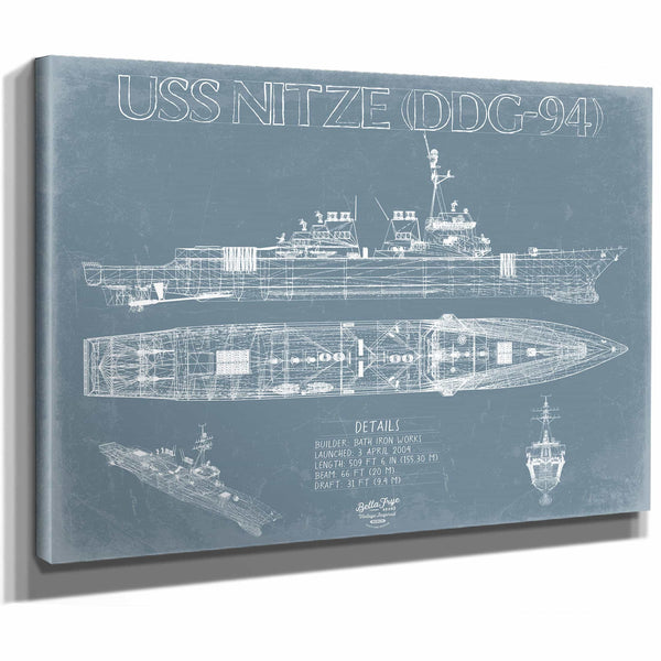 Bella Frye Home & Garden > Decor > Artwork USS Nitze (DDG-94) Blueprint Wall Art - Original Guided-Missile Destroyer Print