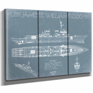 Bella Frye Home & Garden > Decor > Artwork USS James E. Williams (DDG-95) Blueprint Wall Art - Original Guided-Missile Destroyer Print