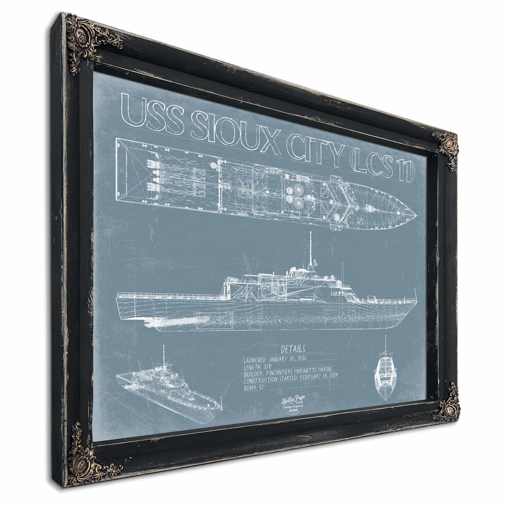 Bella Frye Home & Garden > Decor > Artwork USS Sioux City (LCS 11) Blueprint Wall Art - Original Littoral Combat Ship Print