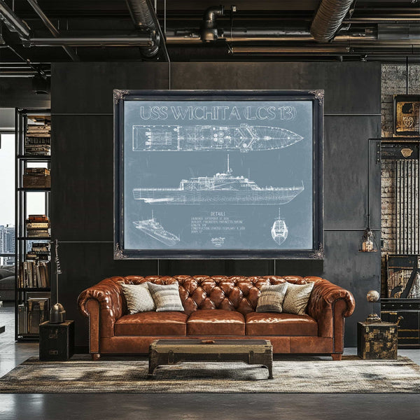 Bella Frye Home & Garden > Decor > Artwork USS Wichita (LCS 13) Blueprint Wall Art - Original Littoral Combat Ship Print