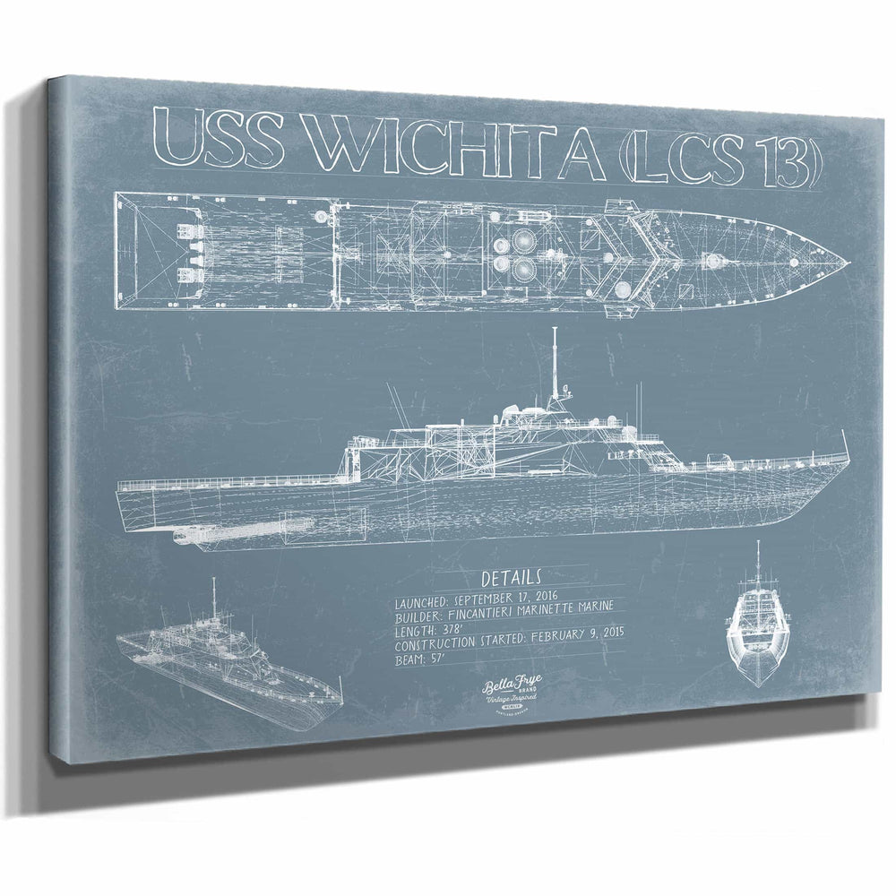 Bella Frye Home & Garden > Decor > Artwork USS Wichita (LCS 13) Blueprint Wall Art - Original Littoral Combat Ship Print