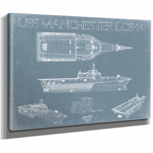 Bella Frye Home & Garden > Decor > Artwork USS Manchester (LCS-14) Blueprint Wall Art