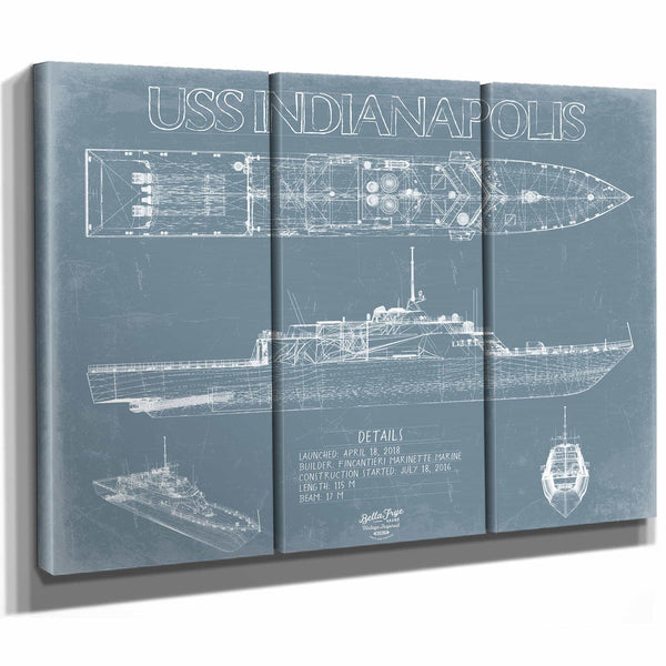 Bella Frye Home & Garden > Decor > Artwork USS Indianapolis (LCS-17) Blueprint Wall Art - Original Littoral Combat Ship Print