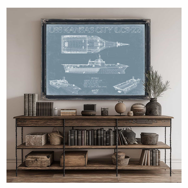 Bella Frye Home & Garden > Decor > Artwork USS Kansas City (LCS-22) Blueprint Wall Art
