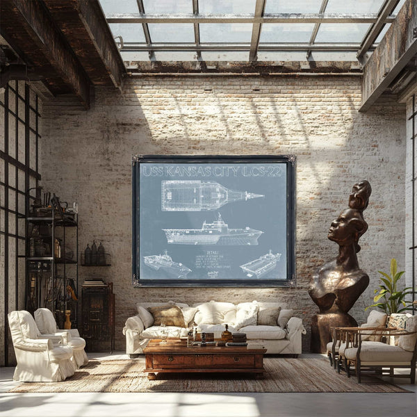 Bella Frye Home & Garden > Decor > Artwork USS Kansas City (LCS-22) Blueprint Wall Art