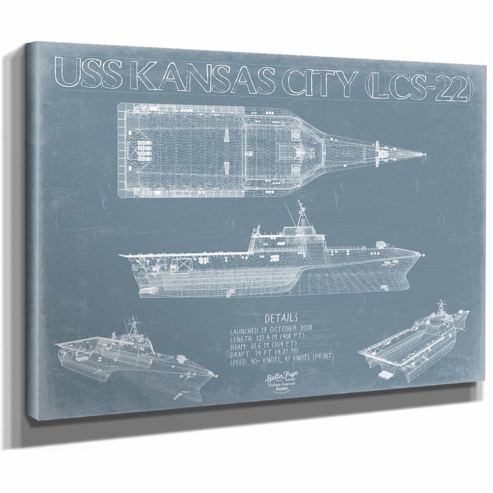 Bella Frye Home & Garden > Decor > Artwork USS Kansas City (LCS-22) Blueprint Wall Art