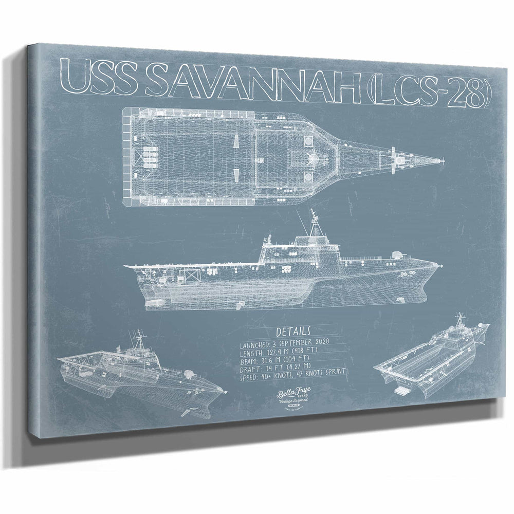 Bella Frye Home & Garden > Decor > Artwork USS Savannah (LCS-28) Blueprint Wall Art