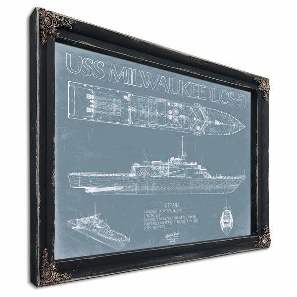 Bella Frye Home & Garden > Decor > Artwork USS Milwaukee (LCS-5) Blueprint Wall Art - Original Littoral Combat Ship Print