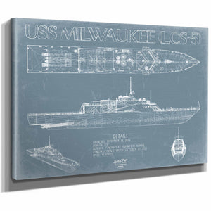 Bella Frye Home & Garden > Decor > Artwork USS Milwaukee (LCS-5) Blueprint Wall Art - Original Littoral Combat Ship Print