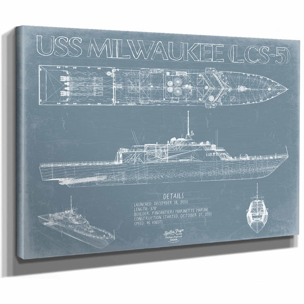 Bella Frye Home & Garden > Decor > Artwork USS Milwaukee (LCS-5) Blueprint Wall Art - Original Littoral Combat Ship Print