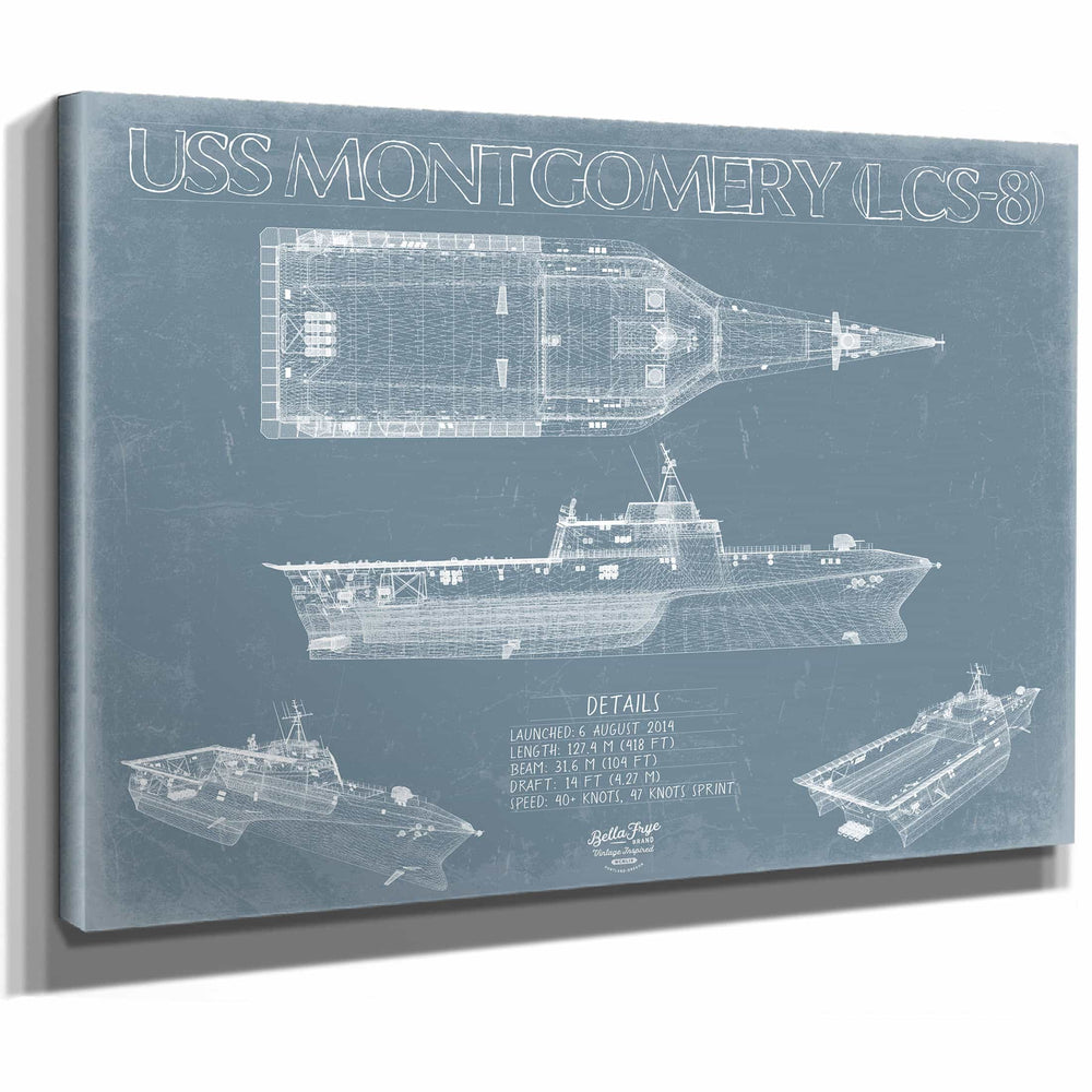 Bella Frye Home & Garden > Decor > Artwork USS Montgomery (LCS-8) Blueprint Wall Art