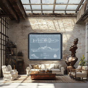 Bella Frye Home & Garden > Decor > Artwork USS Little Rock (LCS-9) Blueprint Wall Art - Original Littoral Combat Ship Print
