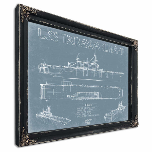 Bella Frye Home & Garden > Decor > Artwork USS Tarawa (LHA-1) Blueprint Wall Art - Original Amphibious Assault Ship Print