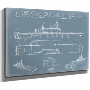 Bella Frye Home & Garden > Decor > Artwork USS Saipan (LHA-2) Blueprint Wall Art - Original Amphibious Assault Ship Print