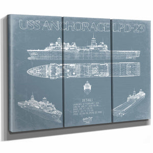 Bella Frye Home & Garden > Decor > Artwork USS Anchorage (LPD-23) Blueprint Wall Art - Original Amphibious Transport Dock Print