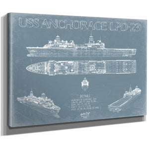 Bella Frye Home & Garden > Decor > Artwork USS Anchorage (LPD-23) Blueprint Wall Art - Original Amphibious Transport Dock Print