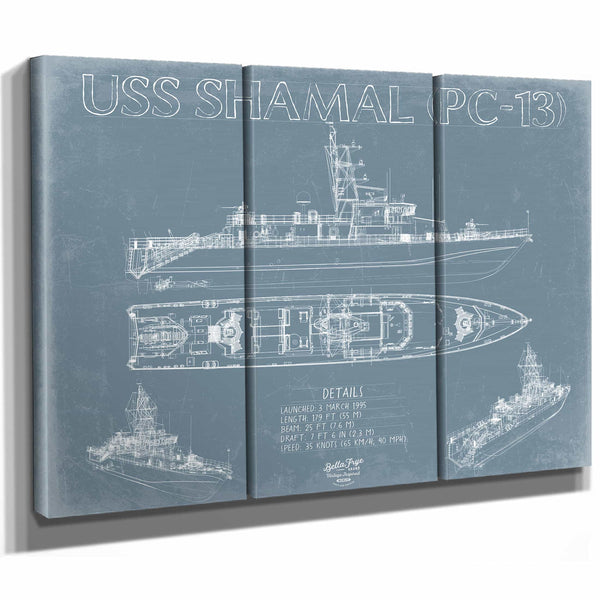 Bella Frye Home & Garden > Decor > Artwork USS Shamal (PC-13) Blueprint Wall Art - Original Patrol Ship Print