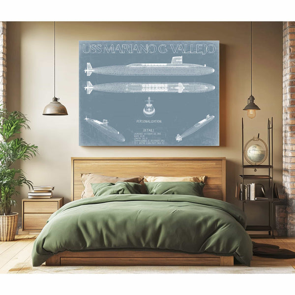 Bella Frye Home & Garden > Decor > Artwork USS Mariano G. Vallejo (SSBN-658) Blueprint Wall Art - Original Submarine Print