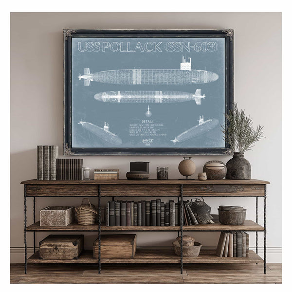 Bella Frye Home & Garden > Decor > Artwork USS Pollack (SSN-603) Blueprint Wall Art - Original Submarine Print