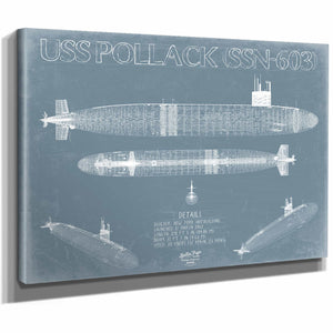 Bella Frye Home & Garden > Decor > Artwork USS Pollack (SSN-603) Blueprint Wall Art - Original Submarine Print
