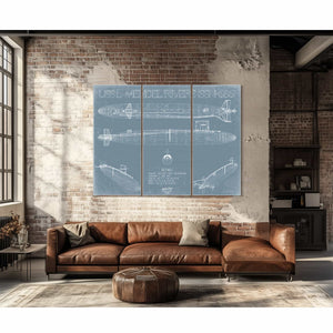 Bella Frye Home & Garden > Decor > Artwork USS L. Mendel Rivers (SSN-686) Blueprint Wall Art - Original Nuclear-powered Attack Submarine Print