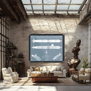 Bella Frye Home & Garden > Decor > Artwork USS Jacksonville (SSN-699) Blueprint Wall Art - Original Submarine Print