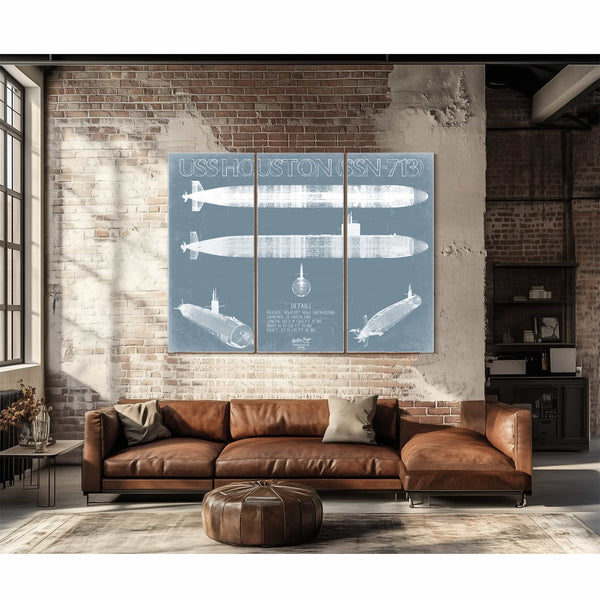 Bella Frye Home & Garden > Decor > Artwork USS Houston (SSN-713) Blueprint Wall Art - Original Submarine Print