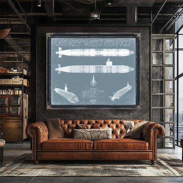 Bella Frye Home & Garden > Decor > Artwork USS Key West (SSN-722) Blueprint Wall Art - Original Submarine Print