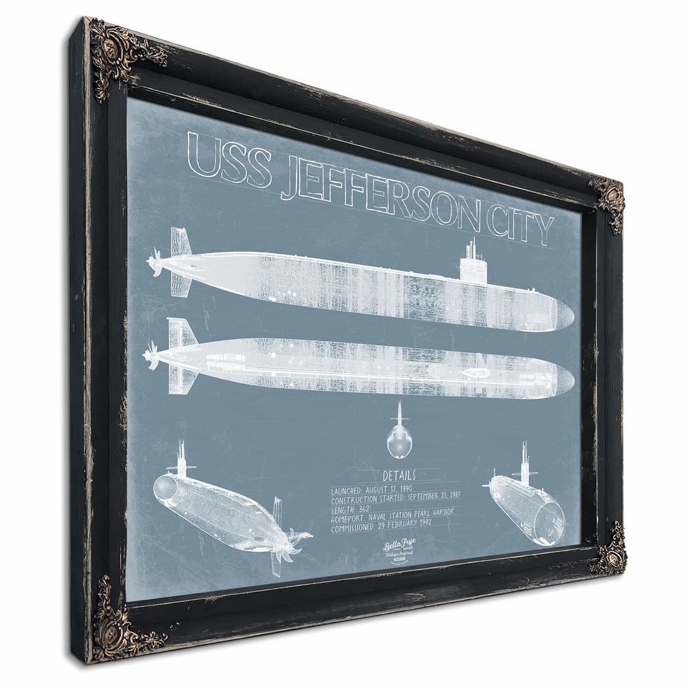 Bella Frye Home & Garden > Decor > Artwork USS Jefferson City (SSN-759) Blueprint Wall Art - Original Submarine Print