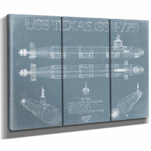 Bella Frye Home & Garden > Decor > Artwork USS Texas (SSN-775) Blueprint Wall Art - Original Submarine Print