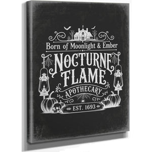 Nocturne Flame Sign Halloween wall art, stretched canvas