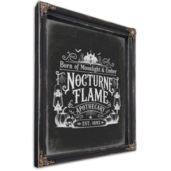 Nocturne Flame Sign Halloween wall art, Ebony frame