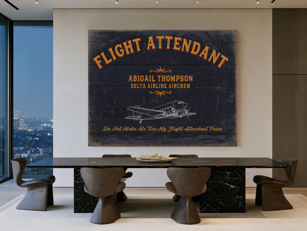 Personalized Flight Attendant Sign, Do Not Make Me Use My Flight Attendant Voice, image 1