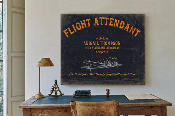 Personalized Flight Attendant Sign, Do Not Make Me Use My Flight Attendant Voice, image 2