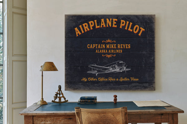 Personalized Airplane Pilot Sign, My Other Office Has A Better View, image 2