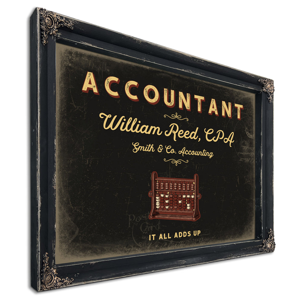Personalized Accountant Sign, It All Adds Up, Black & Gold, image 1