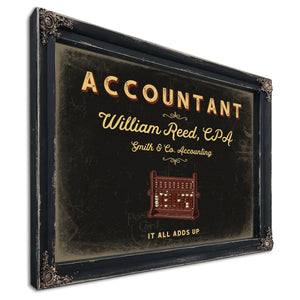 Personalized Accountant Sign, It All Adds Up, Black & Gold, image 1