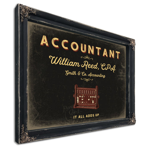 Personalized Accountant Sign, It All Adds Up, Black & Gold, image 1