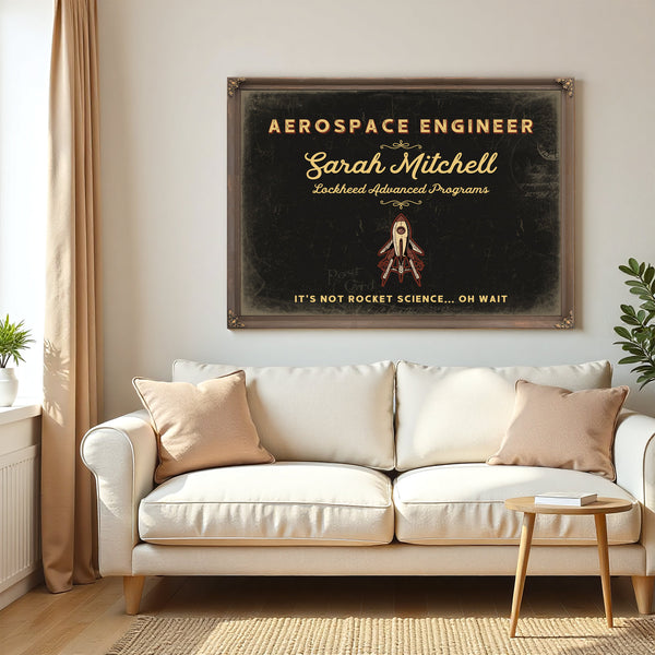 Personalized Aerospace Engineer Sign, It's Not Rocket Science... Oh Wait, Black & Gold, image 5