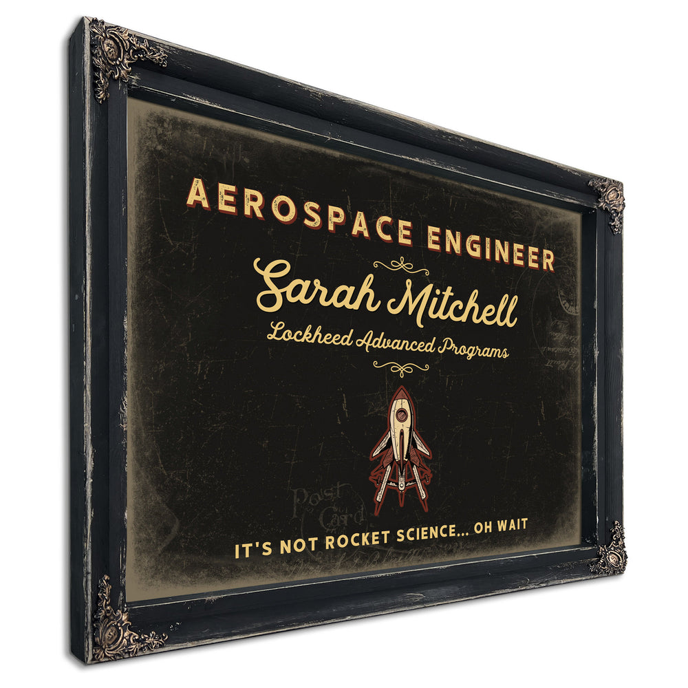 Personalized Aerospace Engineer Sign, It's Not Rocket Science... Oh Wait, Black & Gold, image 1
