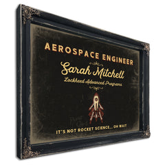 Personalized Aerospace Engineer Sign, It's Not Rocket Science... Oh Wait, Black & Gold, image 1