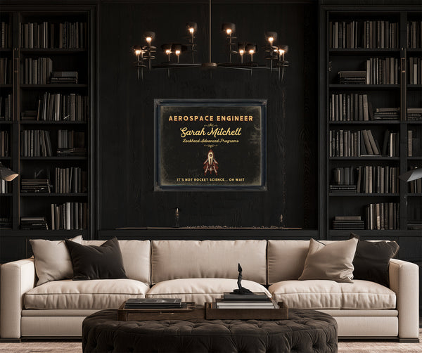 Personalized Aerospace Engineer Sign, It's Not Rocket Science... Oh Wait, Black & Gold, image 16
