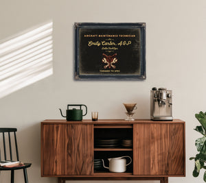 Personalized Aircraft Maintenance Technician Sign, Torqued to Spec, Black & Gold, image 15