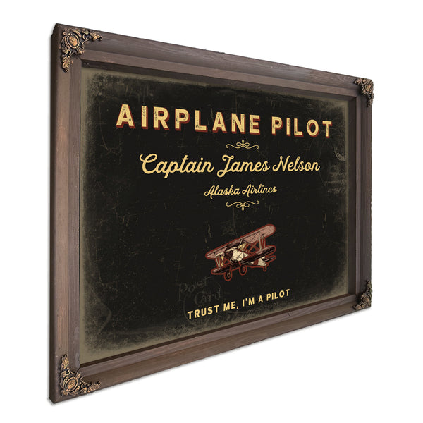 Personalized Airplane Pilot Sign, Trust Me, I'm a Pilot, Black & Gold, image 7