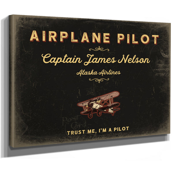 Personalized Airplane Pilot Sign, Trust Me, I'm a Pilot, Black & Gold, image 8